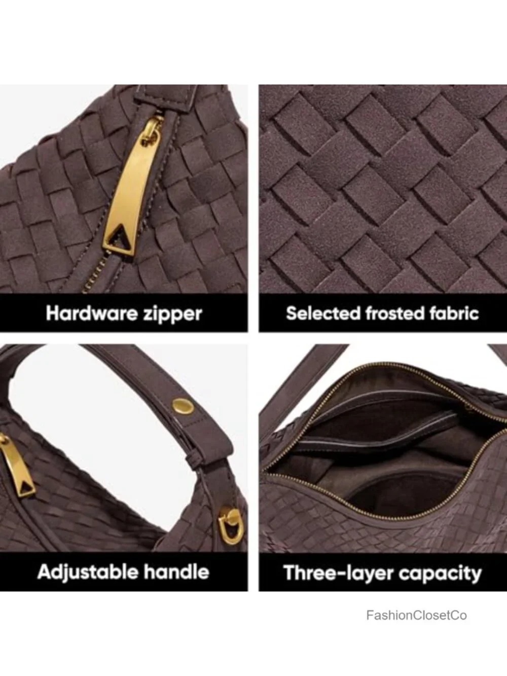 Woven Suede Faux Suede Shoulder Bag Hobo Satchel Crossbody Tote